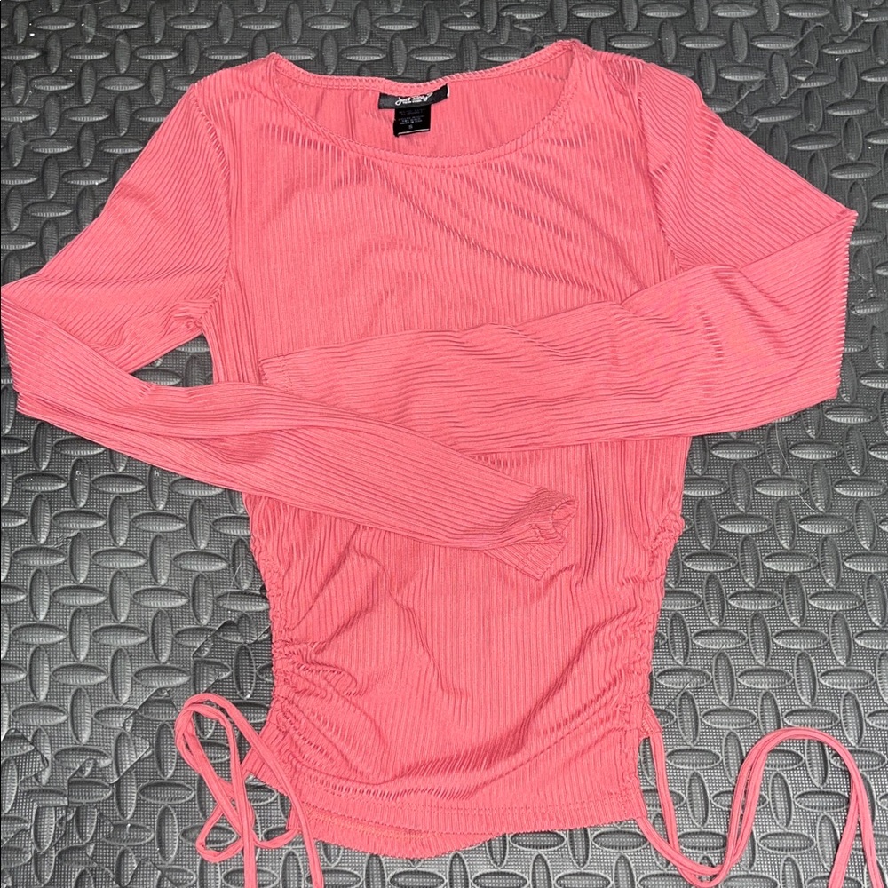 Stylish Pink Long Sleeve Ruched Top